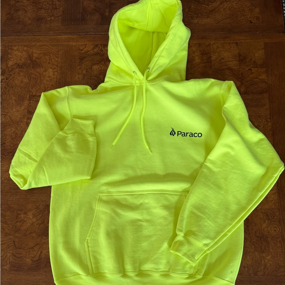 Port and Company brand  Neon Yellow Hoodie with Paraco company logo